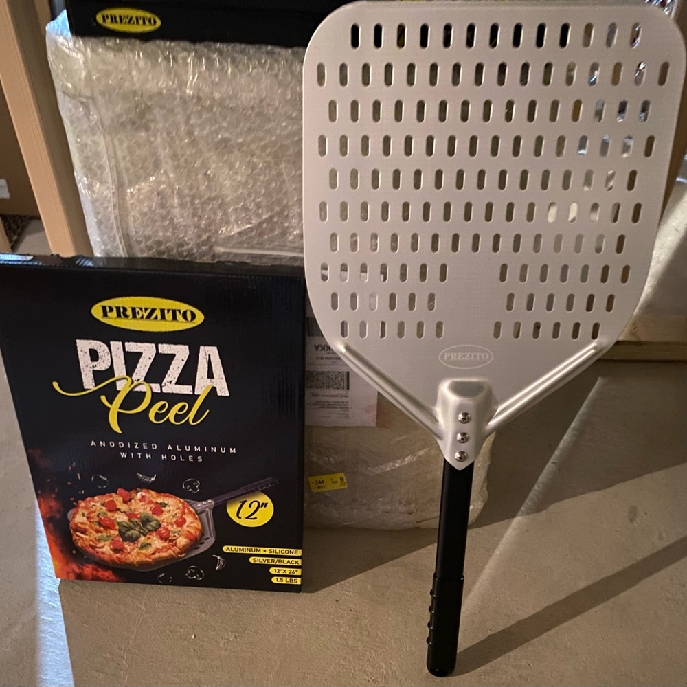 New Prezito 12”Pizza Peel – Metal Pizza Peel 12 x 14 Inch, Pizza Spatula Paddle